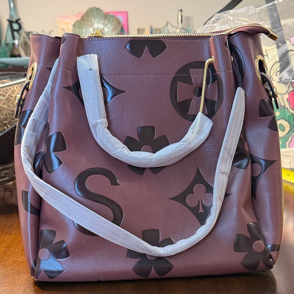 Elegant Plum Tote Bag with Black Accents